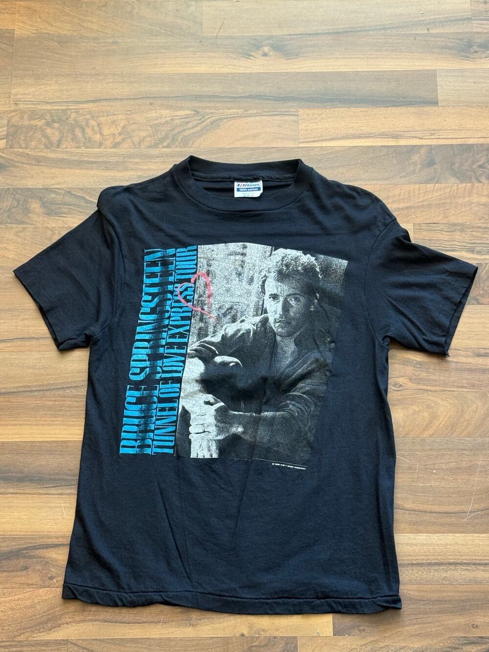 1988 Bruce Springsteen Blue Font Size Medium